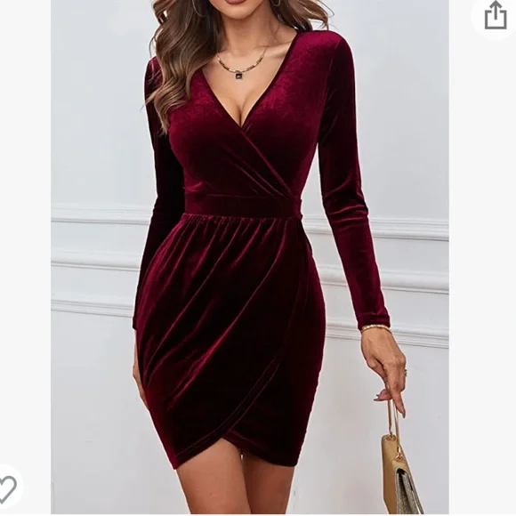 Amazon | Dresses | Brand New Burgundy Velvet Dress Size S Perfect For  Holiday Parties | Poshmark